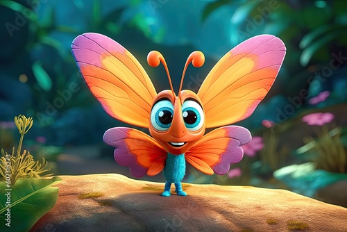 Cute Cartoon Butterfly Char...