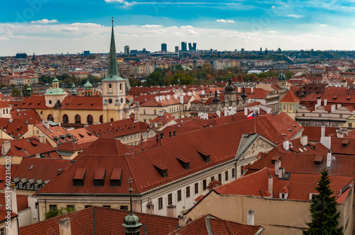 Cityscape of Prague with red roofs, Czech Republic, Europe. beautiful view