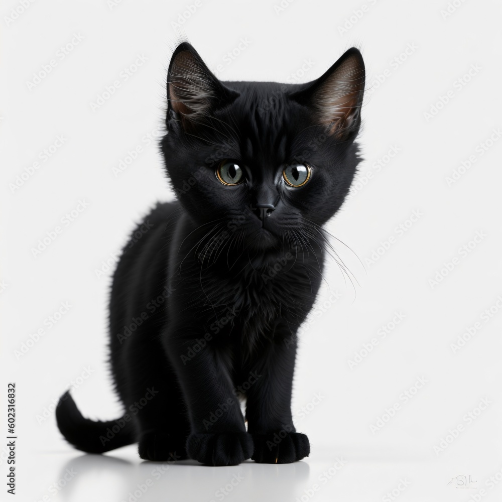 Black Kitten in white background