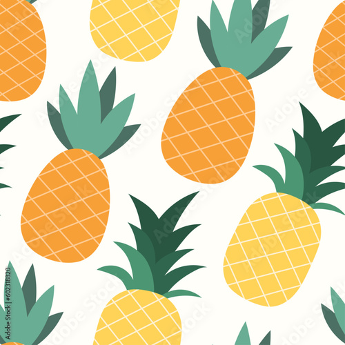 Seamless pattern with pineapples on a white background