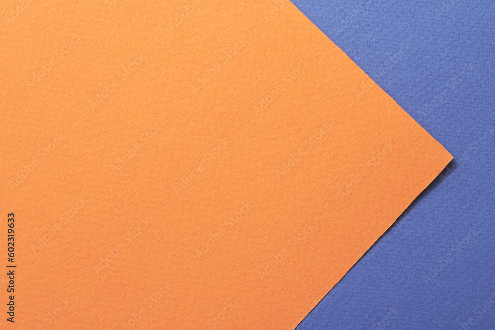 Rough kraft paper background, paper texture orange blue colors. Mockup with copy space for text