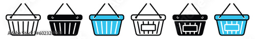 Shopping basket icon vector. Basket icons set in thin line, flat, and color style for apps and websites. Vector illustration