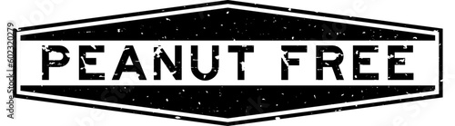Grunge black peanut free word hexagon rubber seal stamp on white background