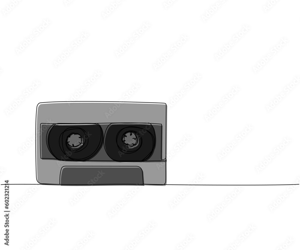 Audio cassette, tape one line color art. Continuous line drawing of play, tape, song, cassette, audio, fix, group, classic, music, multimedia, strip, retro, reel, vintage, nostalgia, 80s, disco, 90s Audio cassette, tape one line color art. Continuous line drawing of play, tape, song, cassette, audio, fix, group, classic, music, multimedia, strip, retro, reel, vintage, nostalgia, 80s, disco, 90s