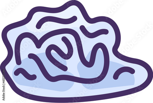 PVC crumpled wad of plastic packaging. Recycling of plastic production and packaging waste. Flat icon in stroke, element for infographics design. Simple cartoon outline vector isolated on white back