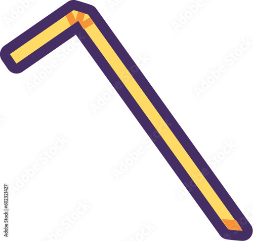 PVC drinking straw. Recycling of plastic production and packaging waste. Flat icon in stroke, element for infographics design. Simple cartoon outline vector isolated on white background