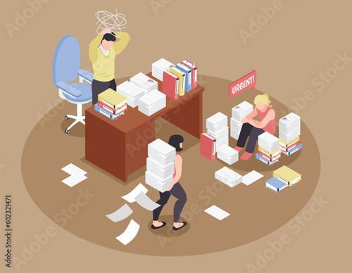 Isometric Office Chaos Composition