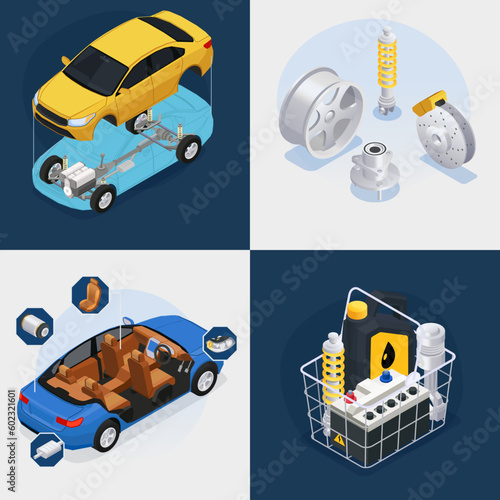Car Parts Isometric