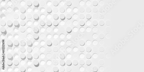 Random inset and outset small round white circles background wallpaper banner pattern fade out with copy space photo
