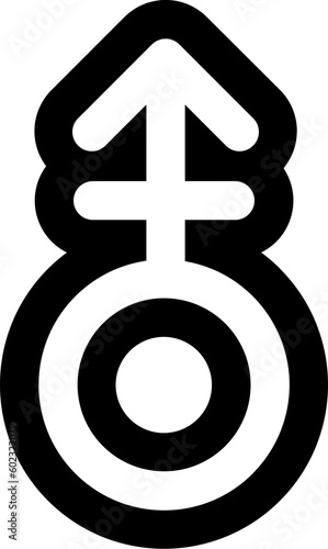 Outline Gender Androgyne Black White Icon. Traditional and progressive unconventional sexual relations between sexes groups. Simple outline vector symbol isolated on white background