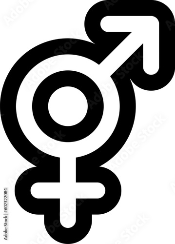 Outline Gender Bigender Black White Icon. Traditional and progressive unconventional sexual relations between sexes groups. Simple outline vector symbol isolated on white background