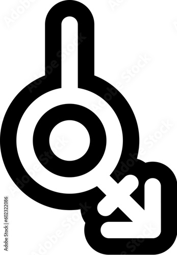 Gender Bigender Outline Black White Icon. Traditional and progressive unconventional sexual relations between sexes groups. Simple outline vector symbol isolated on white background