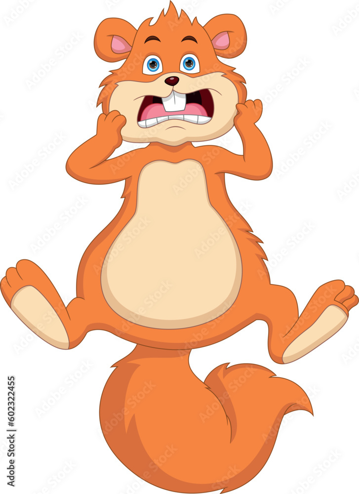 Obraz premium cartoon cute squirrel shocked
