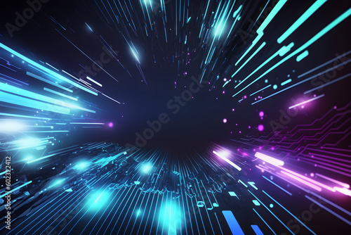 Technology Cyberspace Neon Background, Abstract Digital background