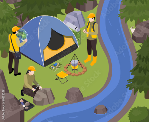 Geological Expedition Isometric Composition