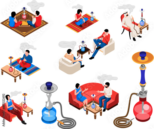 Hookah Bar Isometric Set