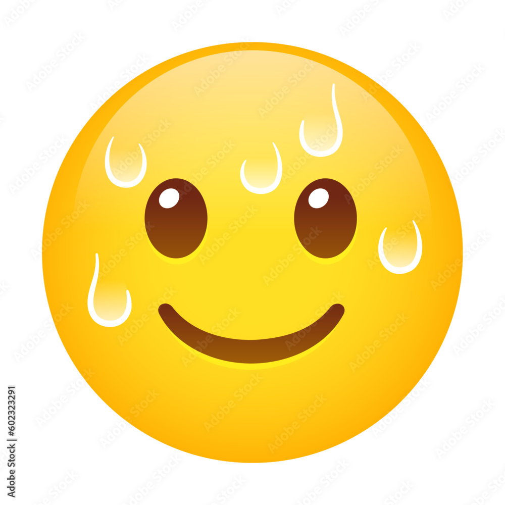 Fototapeta premium Nervously sweating smiling emoji