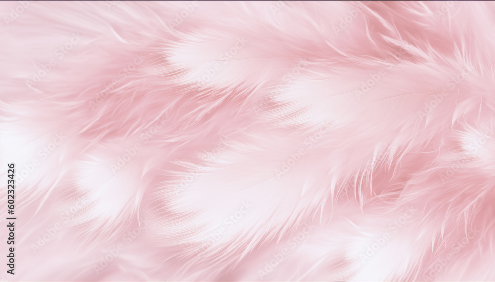 Fototapeta premium Pink chicken feather texture background, generative ai