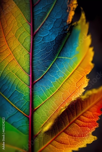 Close up of a colorful autumn leaf