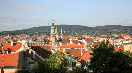 Sopron's cityscape on a sunny day.