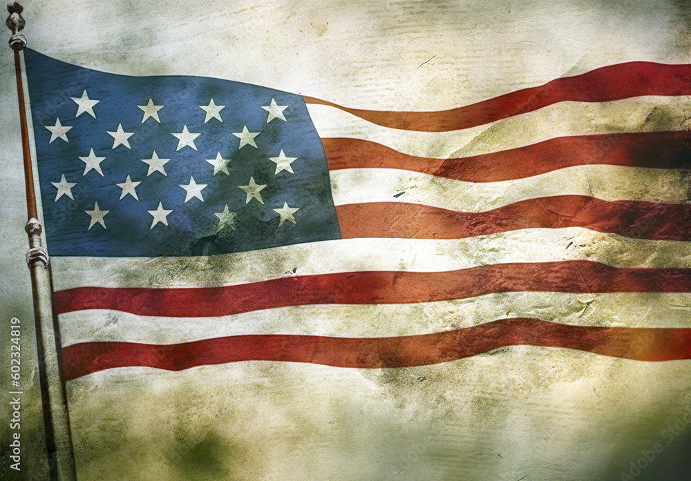 Obraz premium The flag of the United States is flying across the country on July 4th, American Independence Day. Independence day concept national flag concept. Generative AI.