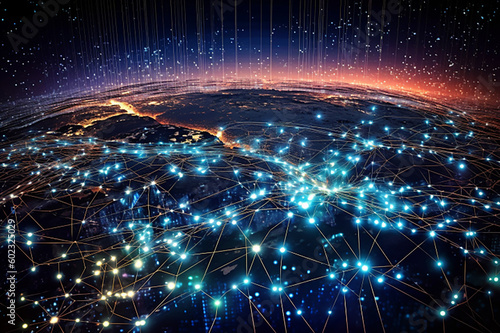 Digital technology internet network connection big data