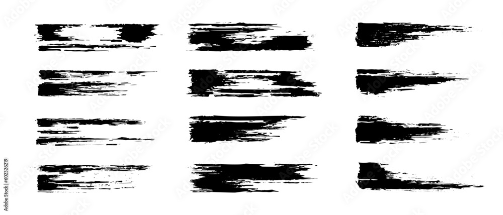 collection of black ink brush stroke vector