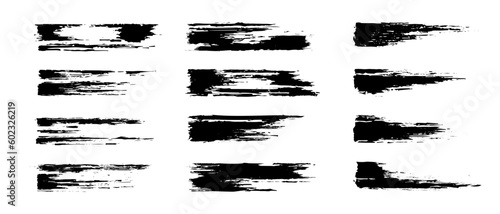 collection of black ink brush stroke vector