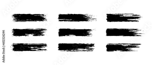 collection of black rough art brushes vector