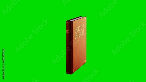 3D model bible on green screen rotating 360 degrees