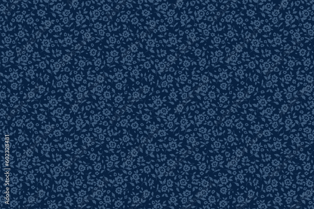 Fototapeta premium Vector seamless pattern. Pretty pattern in small flowers. Small navy blue flowers. Blue background. Ditsy floral background. Elegant template for fashion prints. Stock vector.