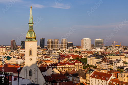 Photography Aerial view of the old town in Bratislava with St Martin's Cathedral, Slovakia