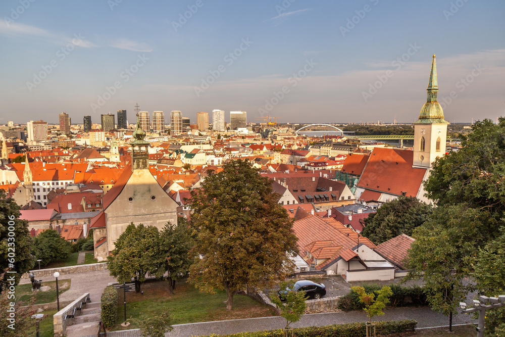 Aerial view of the old town in Bratislava, Slovakia