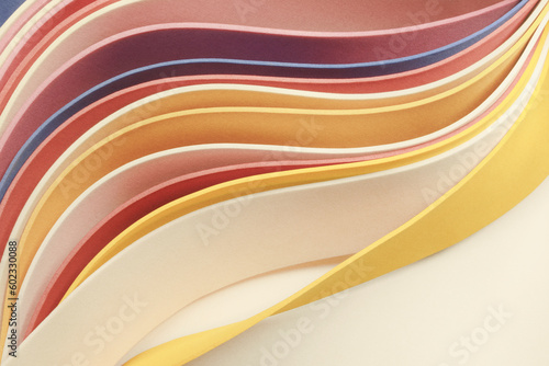 Colorful wavy shapes isolated on white, abstract background