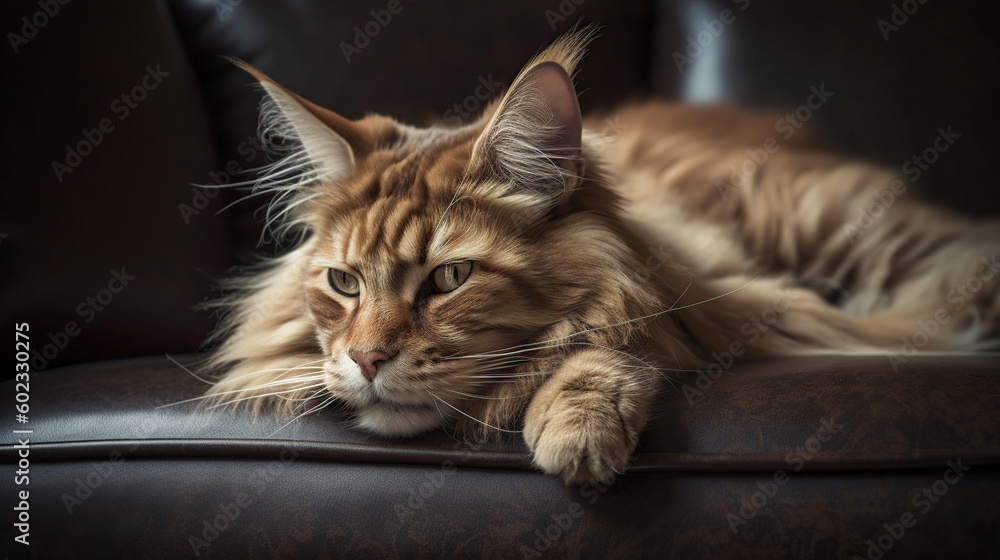 illustration, cat sleeping on a couch , ai generative illustration, cat sleeping on a couch , ai generative