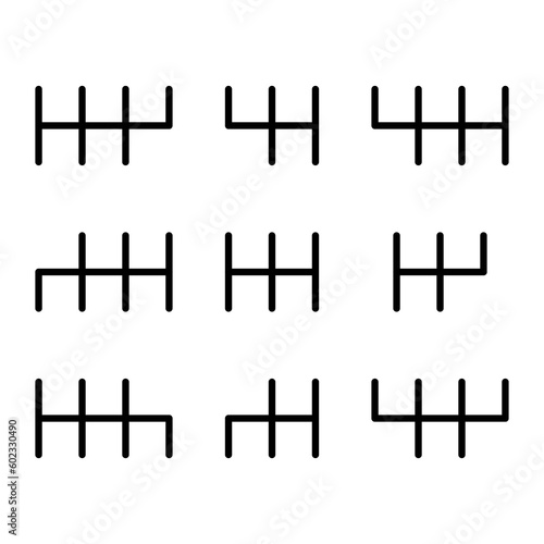 Set of Handle car manual shift lever icon, vehicle gear technology vector illustration equipment