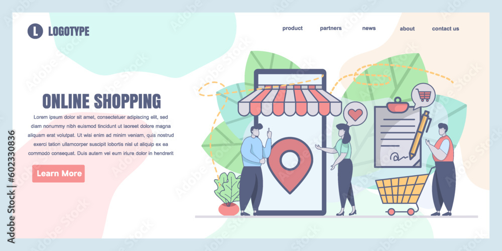 Landing page design templates for online shopping concept illustration, perfect for web design, banner, mobile app, landing page, Flat Vector illustration