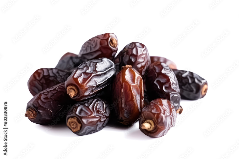 Dried dates isolated on white background. Isolate. Ai generated Dried dates isolated on white background. Isolate. Ai generated