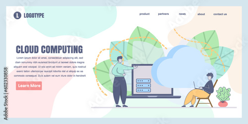 Landing page design templates for cloud computing concept illustration, perfect for web design, banner, mobile app, landing page, Flat Vector illustration