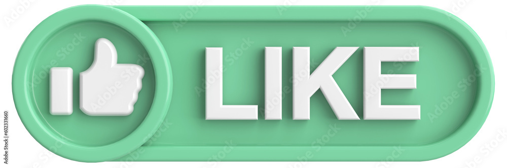 like button. like icon. 3D illustration. like button. like icon. 3D illustration.