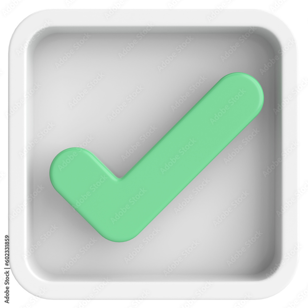 3D checkbox. Check mark. 3D illustration. 3D checkbox. Check mark. 3D illustration.