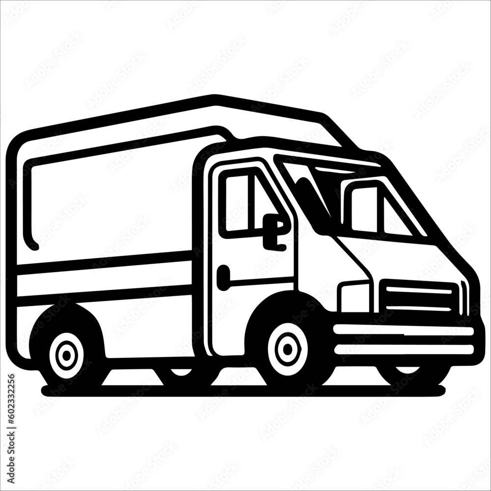 Delivery truck in vector style , isolated on white