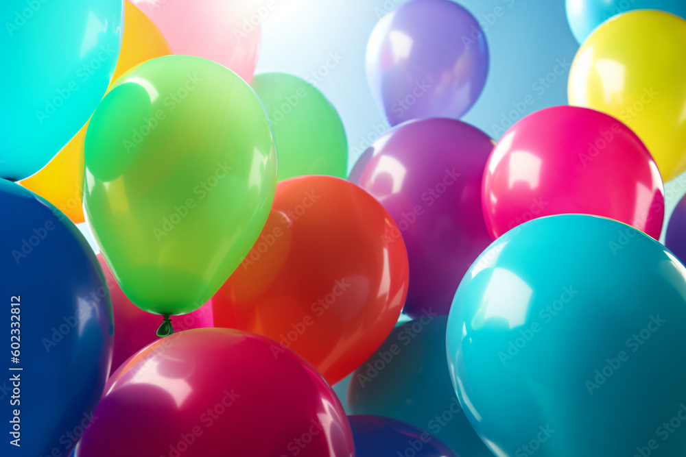 A bunch of colorful balloons floating in the air Generative Ai A bunch of colorful balloons floating in the air Generative Ai