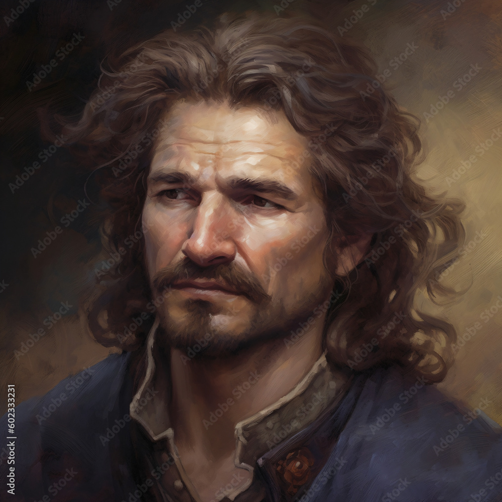 A man with long hair and a beard concept art fantasy character Generative Ai A man with long hair and a beard concept art fantasy character Generative Ai