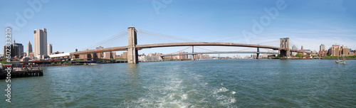 panoramic view from Brooklyn Bridge to Manhattan Bridge over East River