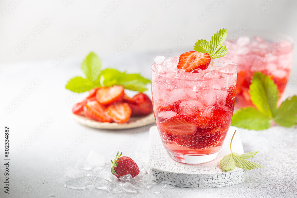 Refreshing drink with strawberry Refreshing drink with strawberry
