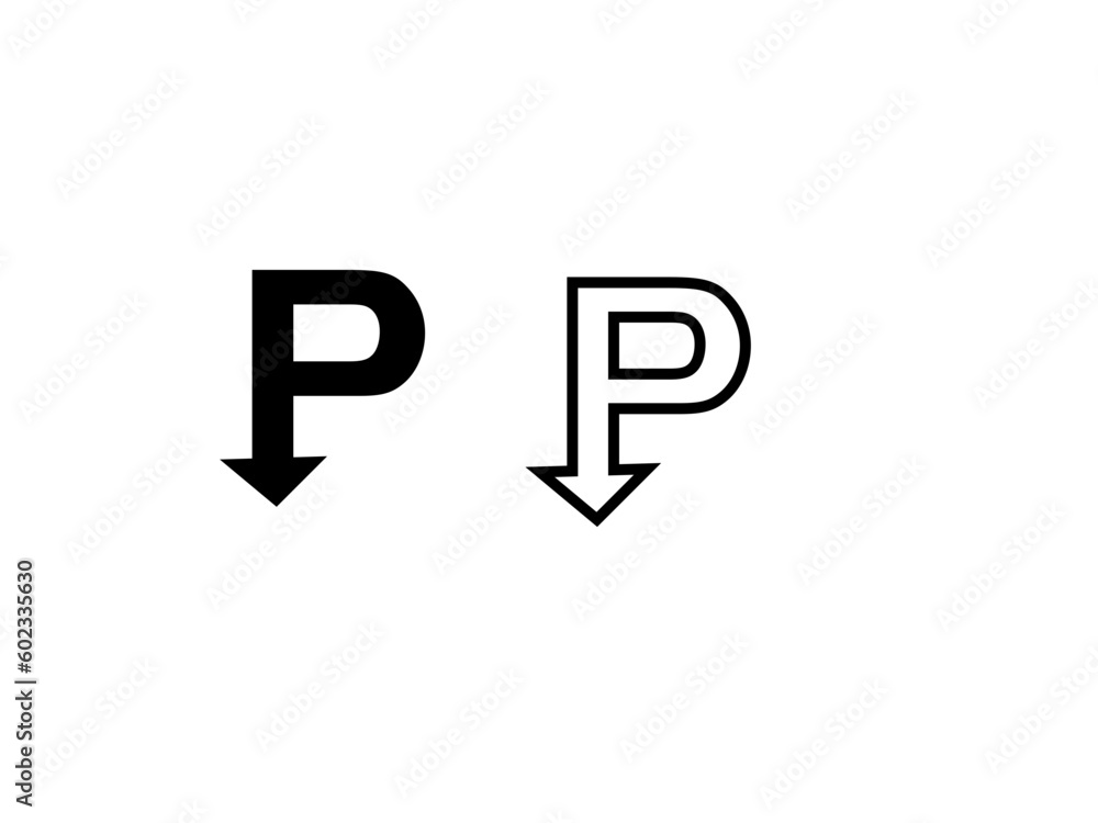 Obraz premium Arrow letter P logo icon design vector. Icon logo element vector. P Letter and Arrow Logo Business Template Vector Icon. Stock Vector