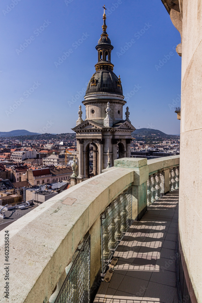 Aerial view of Budapest from St. Stephen's Basilica's cupola, Hungary
