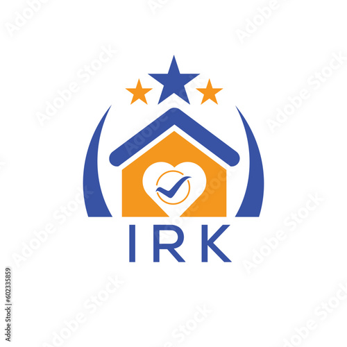 IRK House logo Letter logo and star icon. Blue vector image on white background. KJG house Monogram home logo picture design and best business icon. 

