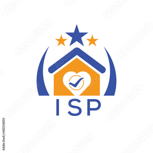 ISP House logo Letter logo and star icon. Blue vector image on white background. KJG house Monogram home logo picture design and best business icon. 

